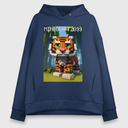 Женское худи Oversize хлопок Funny tiger cub - Minecraft