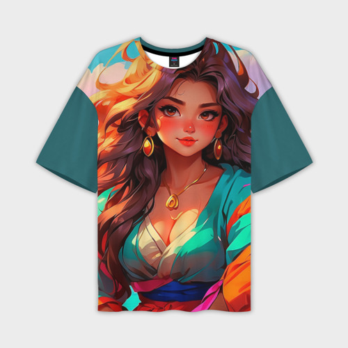 Мужская футболка oversize 3D Girl в кимоно, цвет 3D печать