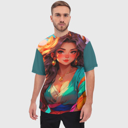 Мужская футболка oversize 3D Girl в кимоно - фото 2