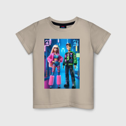 Детская футболка хлопок Барби и Кен в ночном городе - нейросеть