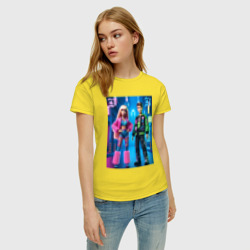 Женская футболка хлопок Барби и Кен в ночном городе - нейросеть - фото 2
