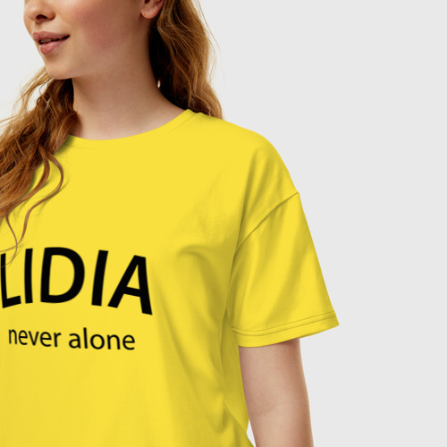 Женская футболка хлопок Oversize Lidia never alone - motto, цвет желтый - фото 3