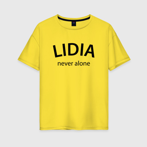 Женская футболка хлопок Oversize Lidia never alone - motto, цвет желтый