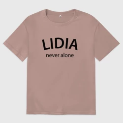 Женская футболка хлопок Oversize Lidia never alone - motto