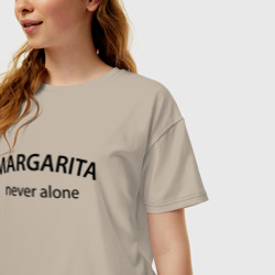 Женская футболка хлопок Oversize Margarita never alone - motto - фото 2