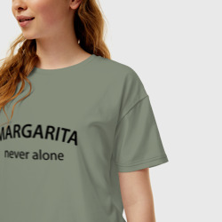 Женская футболка хлопок Oversize Margarita never alone - motto - фото 2