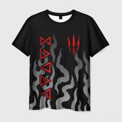 Мужская футболка 3D Ведьмак- языки пламени