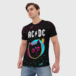 Мужская футболка 3D AC DC - rock star cat - фото 2