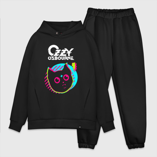 Мужской костюм oversize хлопок Ozzy Osbourne rock star cat, цвет черный