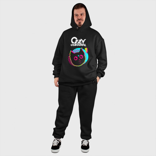 Мужской костюм oversize хлопок Ozzy Osbourne rock star cat, цвет черный - фото 8