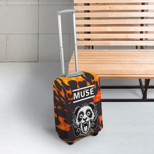 Чехол для чемодана 3D Muse рок панда и огонь, цвет 3D печать - фото 3