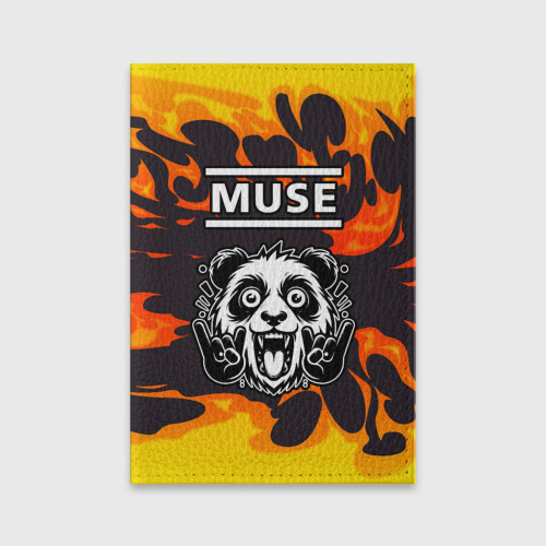 Обложка для паспорта матовая кожа Muse рок панда и огонь
