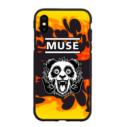 Чехол для iPhone XS Max матовый Muse рок панда и огонь