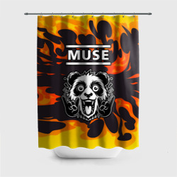 Штора 3D для ванной Muse рок панда и огонь