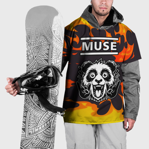 Накидка на куртку 3D Muse рок панда и огонь, цвет 3D печать