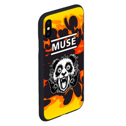 Чехол для iPhone XS Max матовый Muse рок панда и огонь - фото 2