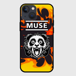 Чехол для iPhone 13 mini Muse рок панда и огонь