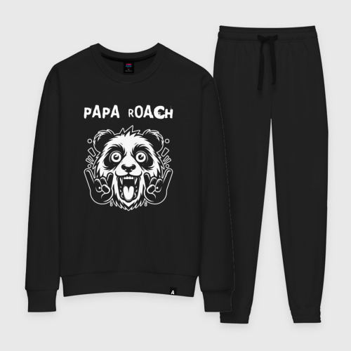 Женский костюм хлопок Papa Roach rock panda, цвет черный