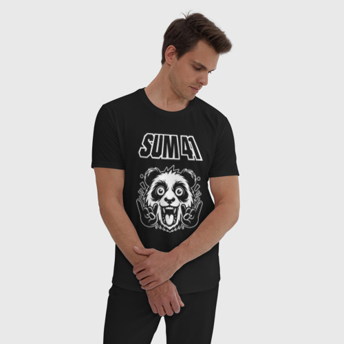 Мужская пижама хлопок Sum41 rock panda, цвет черный - фото 3