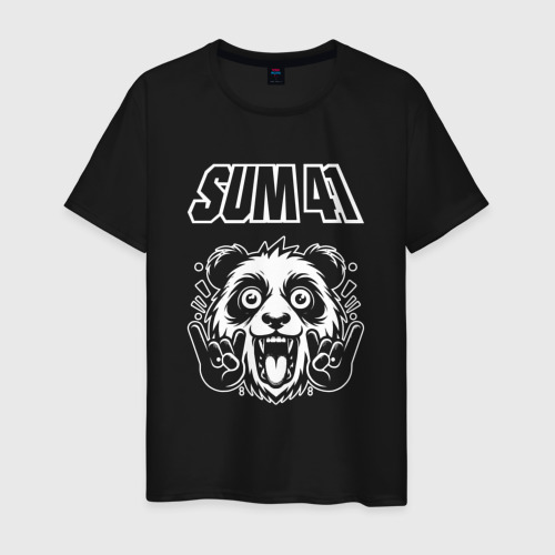 Мужская футболка хлопок Sum41 rock panda, цвет черный