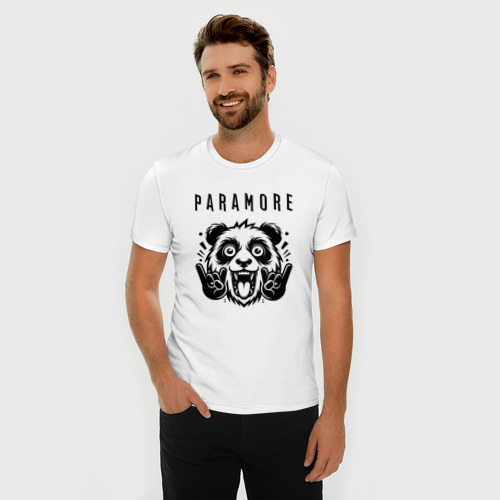 Мужская футболка хлопок Slim Paramore - rock panda, цвет белый - фото 3