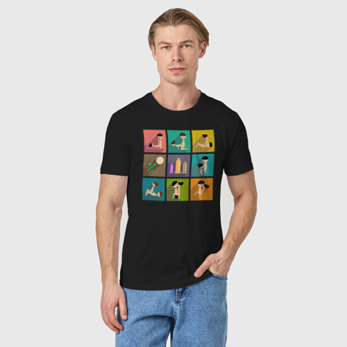 Мужская футболка хлопок Позы камасутры, цвет черный - фото 3