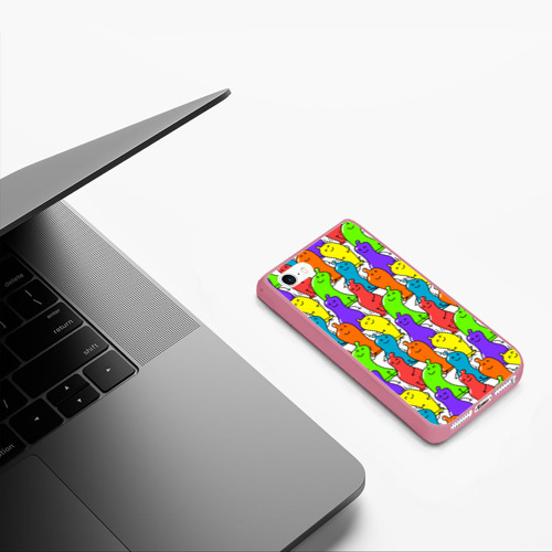 Чехол для iPhone 5/5S матовый Весёлые цветные презервативы, цвет малиновый - фото 5