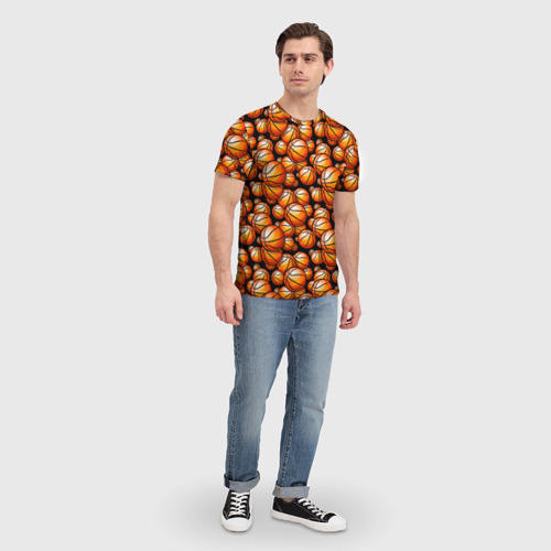 Мужская футболка 3D Баскетбольные мячики, цвет 3D печать - фото 5