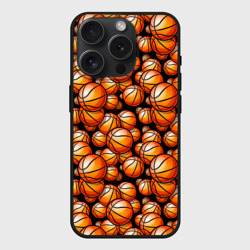 Чехол силиконовый для Apple iPhone 15 Pro матовый Баскетбольные мячики