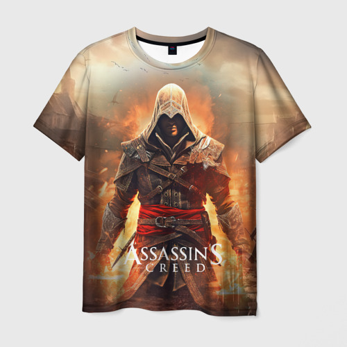 Мужская футболка с принтом Assassin's creed старый город, вид спереди №1