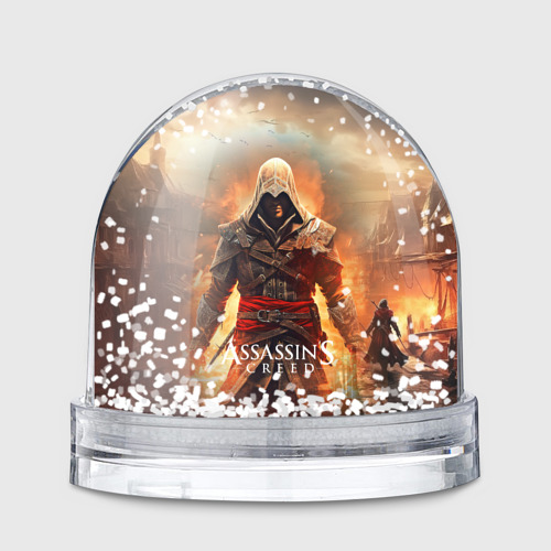 Игрушка Снежный шар с принтом Assassin's creed старый город, вид спереди №1
