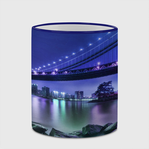 Кружка с полной запечаткой Вечерняя Америка - мост, цвет Кант синий - фото 4