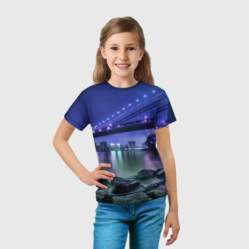 Детская футболка 3D Вечерняя Америка - мост, цвет 3D печать - фото 5