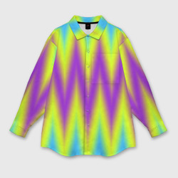 Мужская рубашка oversize 3D Неоновые зигзаги