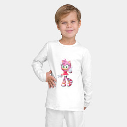 Пижама с принтом Соник Эми для ребенка, вид на модели спереди №2. Цвет основы: белый