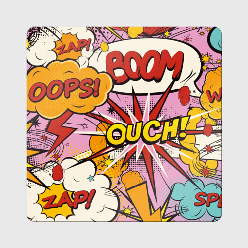Магнит виниловый Квадрат с принтом Oops-boom: комикс бум, вид спереди №1