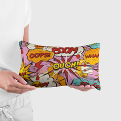 Подушка с принтом Oops-boom: комикс бум для любого человека, вид спереди №2. Цвет основы: белый