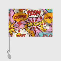 Флаг с принтом Oops-boom: комикс бум для любого человека, вид спереди №2. Цвет основы: белый