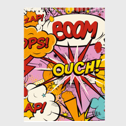 Скетчбук с принтом Oops-boom: комикс бум для любого человека, вид сзади №1. Цвет основы: белый