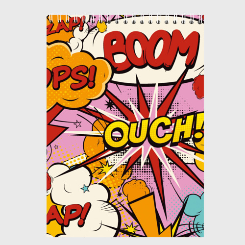 Скетчбуки с принтом Oops-boom: комикс бум, вид спереди №1