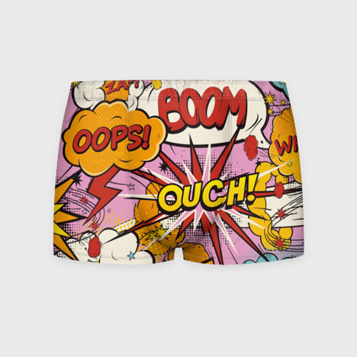 Мужские трусы с принтом Oops-boom: комикс бум, вид спереди №1