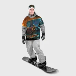 Накидка на куртку 3D Енот с пиццей на диване