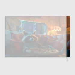 Флаг 3D Енот с пиццей на диване - фото 2