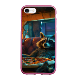 Енот с пиццей на диване – Чехол для iPhone 7/8 матовый с принтом купить