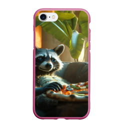 Енот ест пиццу на диване – Чехол для iPhone 7/8 матовый с принтом купить