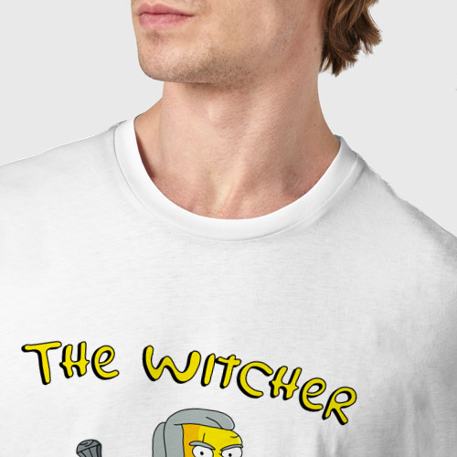 Мужская футболка хлопок Симпсоны ведьмак - прикол, цвет белый - фото 6