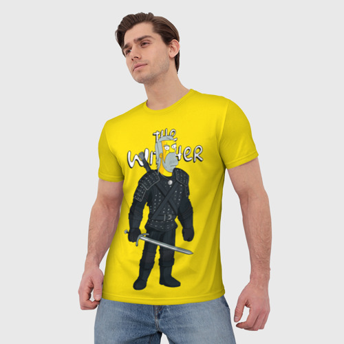 Мужская футболка 3D Ведьмак симпсоны, цвет 3D печать - фото 3
