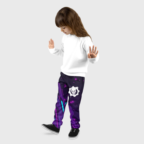 Детские брюки 3D с принтом Gears of War neon gaming, фото на моделе #1