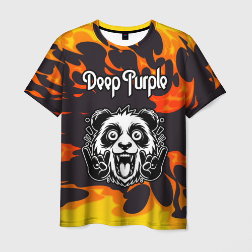 Мужская футболка 3D Deep Purple рок панда и огонь, цвет 3D печать
