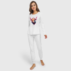 Пижама с принтом Быыык для женщины, вид на модели спереди №2. Цвет основы: белый
